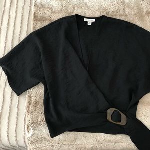 Black Topshop Top - Buckle Wrap Crop (70s)